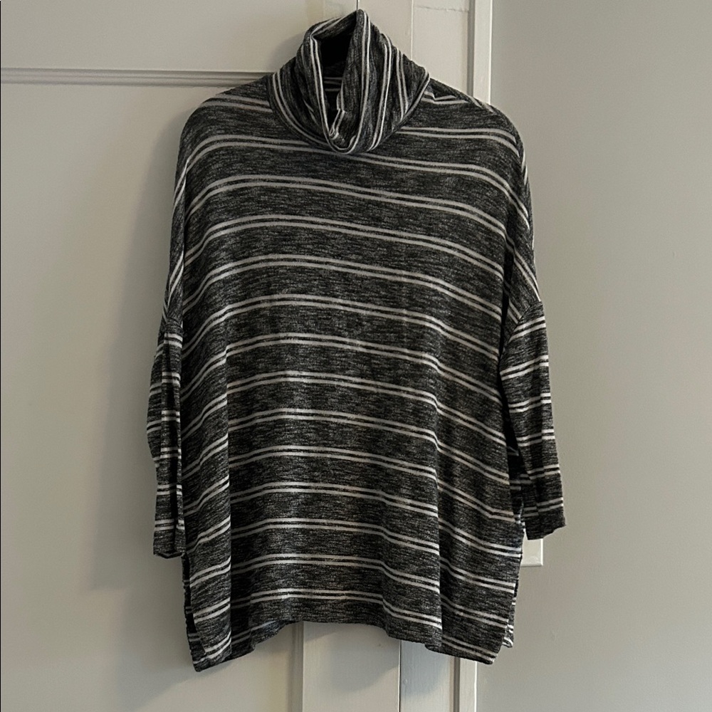Anthropologie Black and White Striped Turtleneck